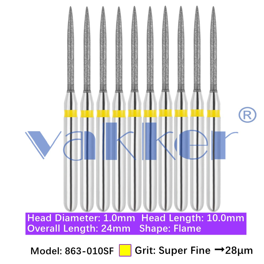 Vakker® Diamond Burs Flame Diamonds 10/pk