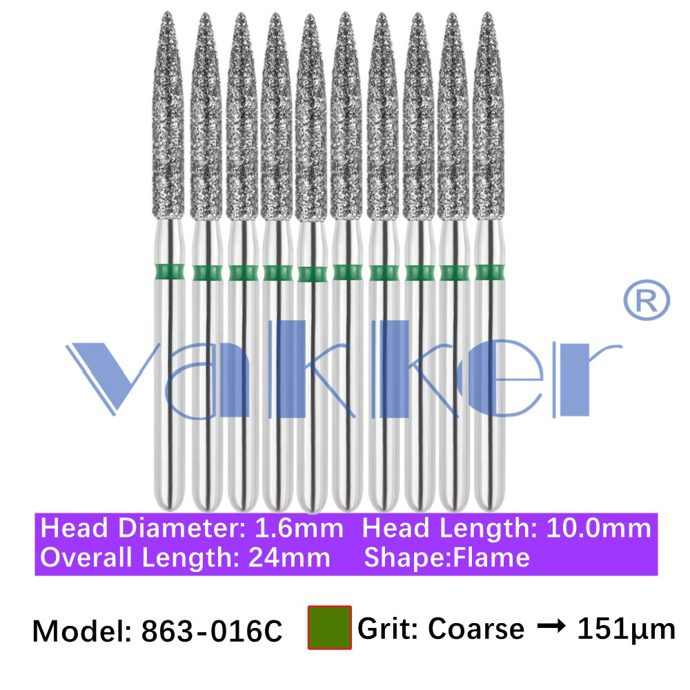 Vakker® Diamond Burs Flame Diamonds 10/pk