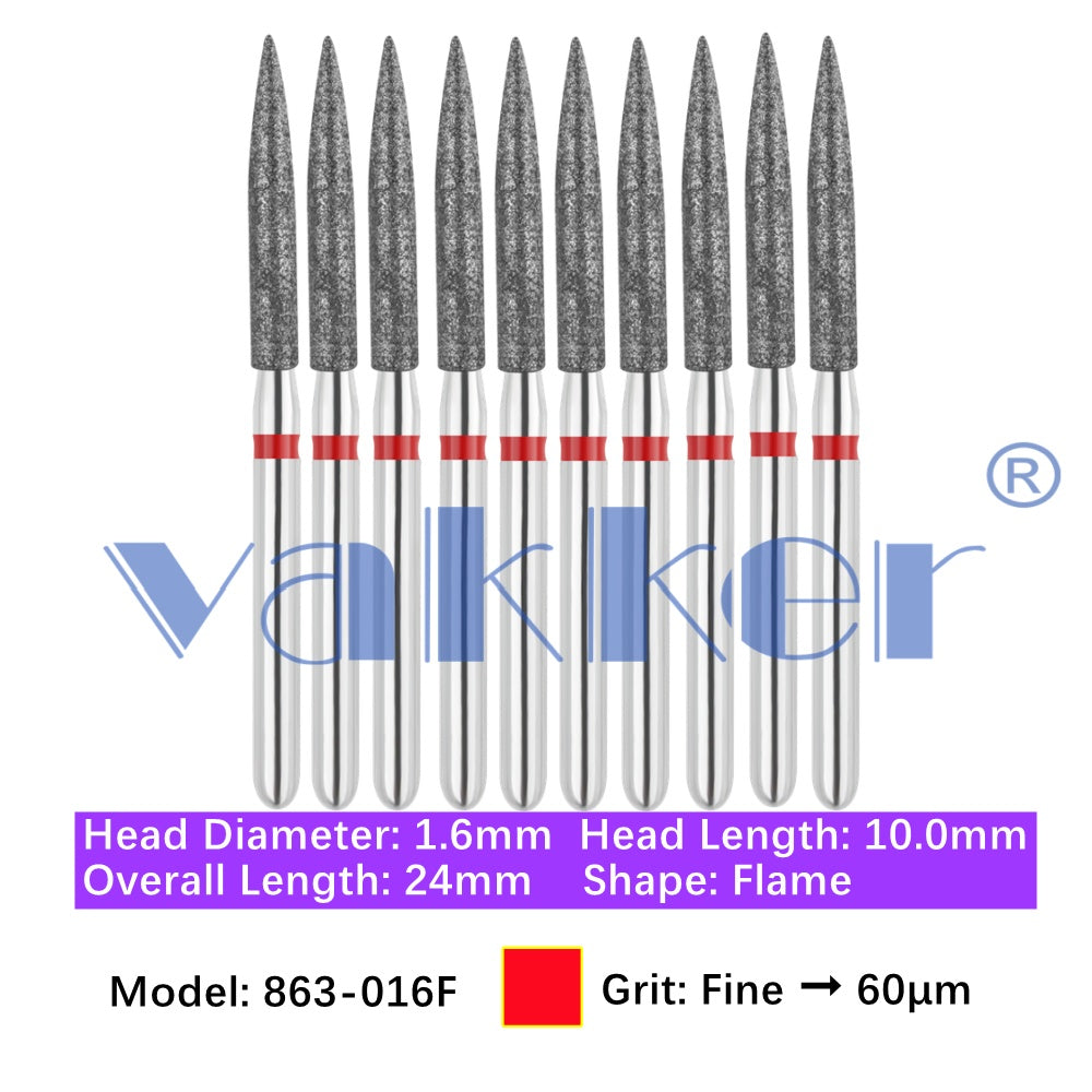 Vakker® Diamond Burs Flame Diamonds 10/pk