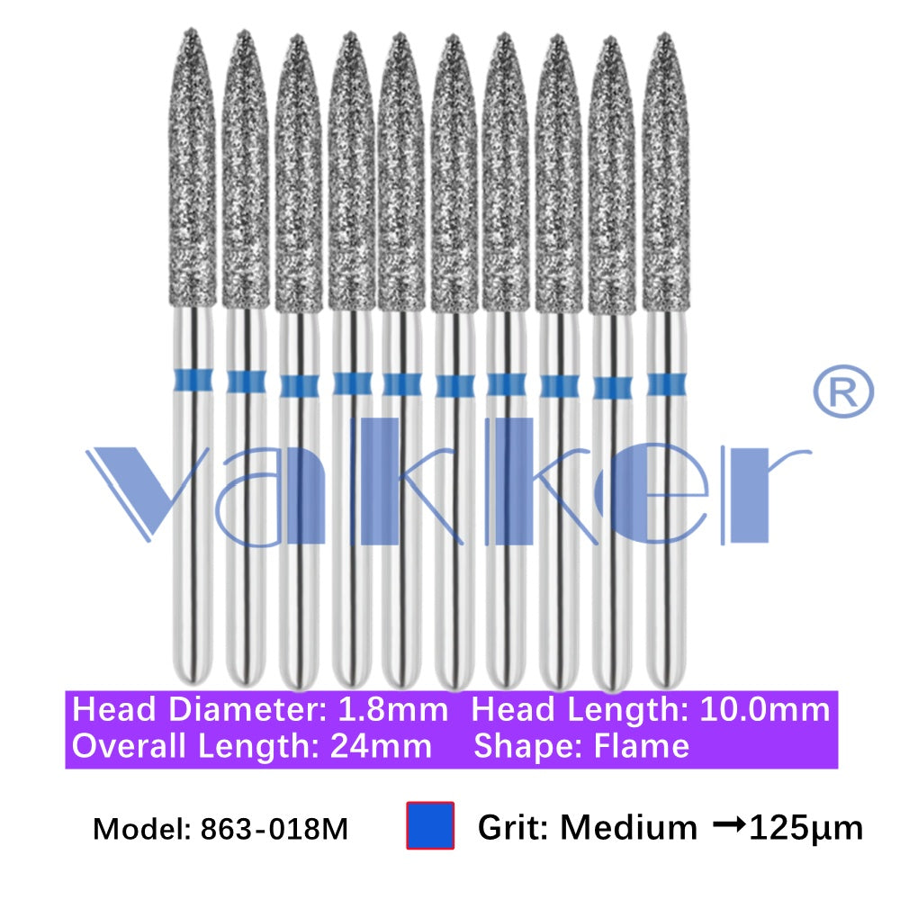 Vakker® Diamond Burs Flame Diamonds 10/pk