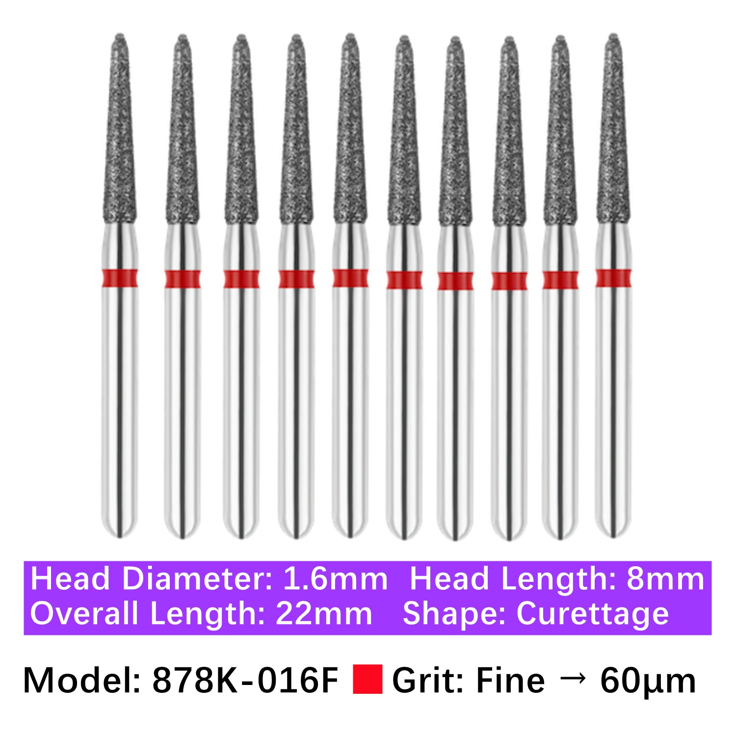 Vakker® Diamond Burs Gingival Curetage Diamond Burs 10/pk