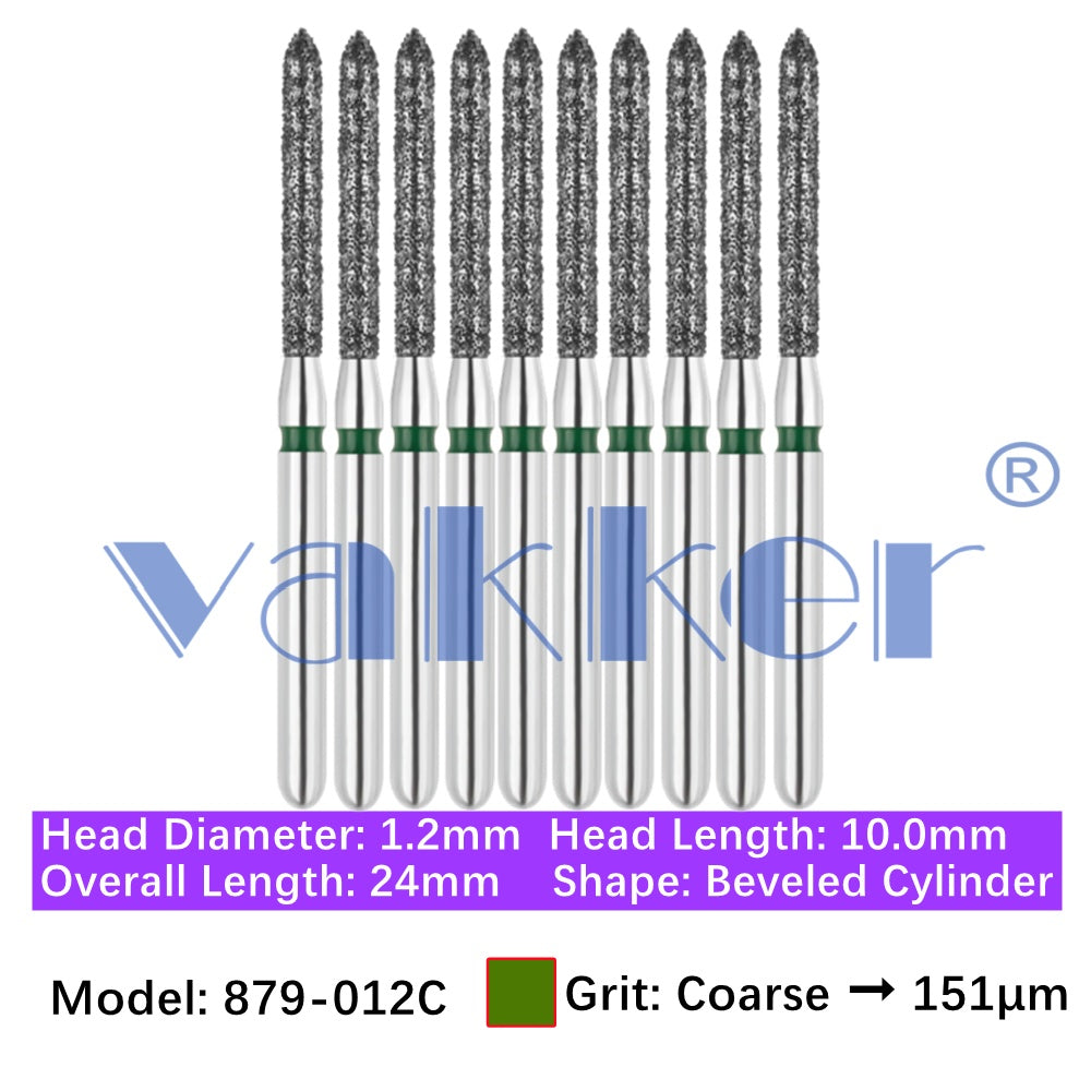 Vakker® Diamond Burs Bevel Cylinder/Pointed Cylinder/Torpedo Cylinder Diamond Burs 10/pk