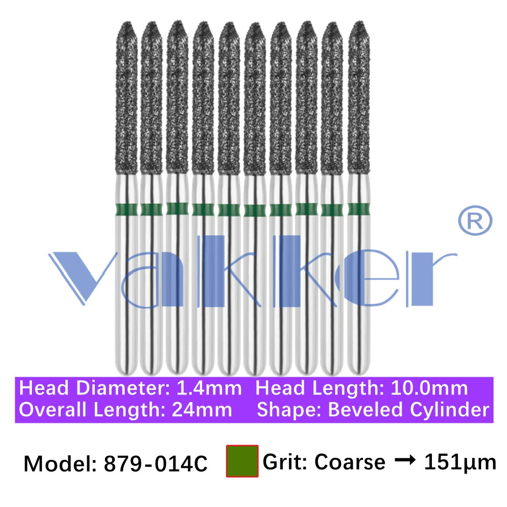 Vakker® Diamond Burs Bevel Cylinder/Pointed Cylinder/Torpedo Cylinder Diamond Burs 10/pk