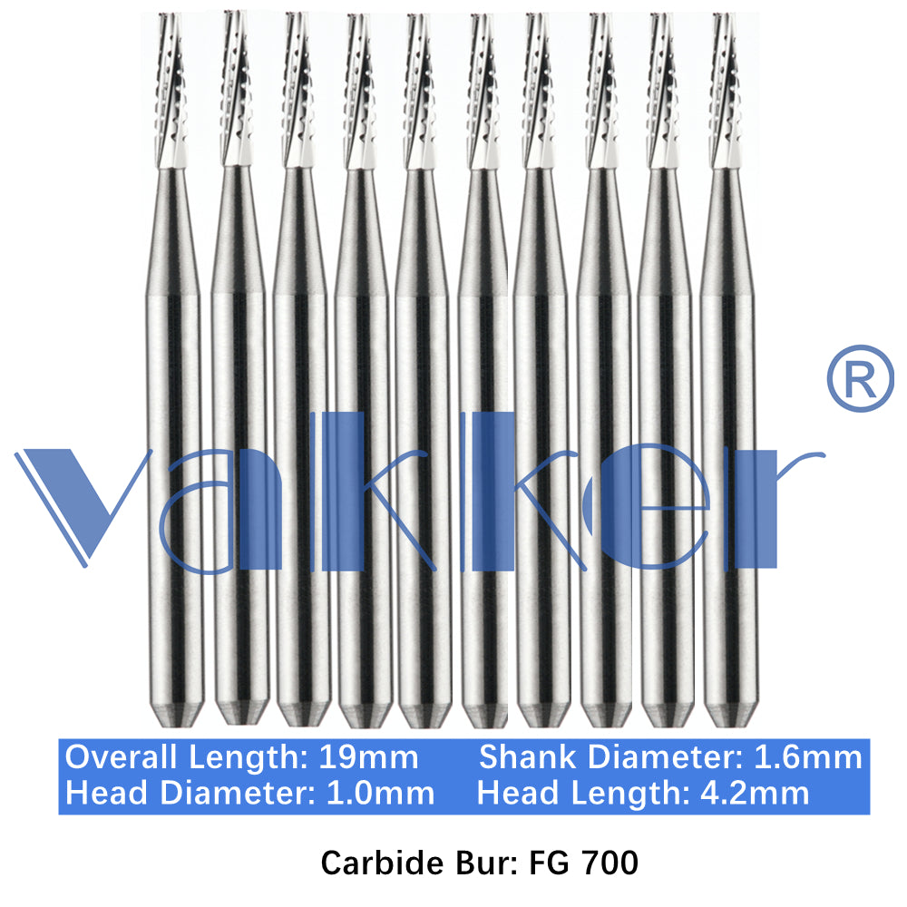 Vakker® Carbide Burs Midwest Type FG (Friction Grip) 10/pk