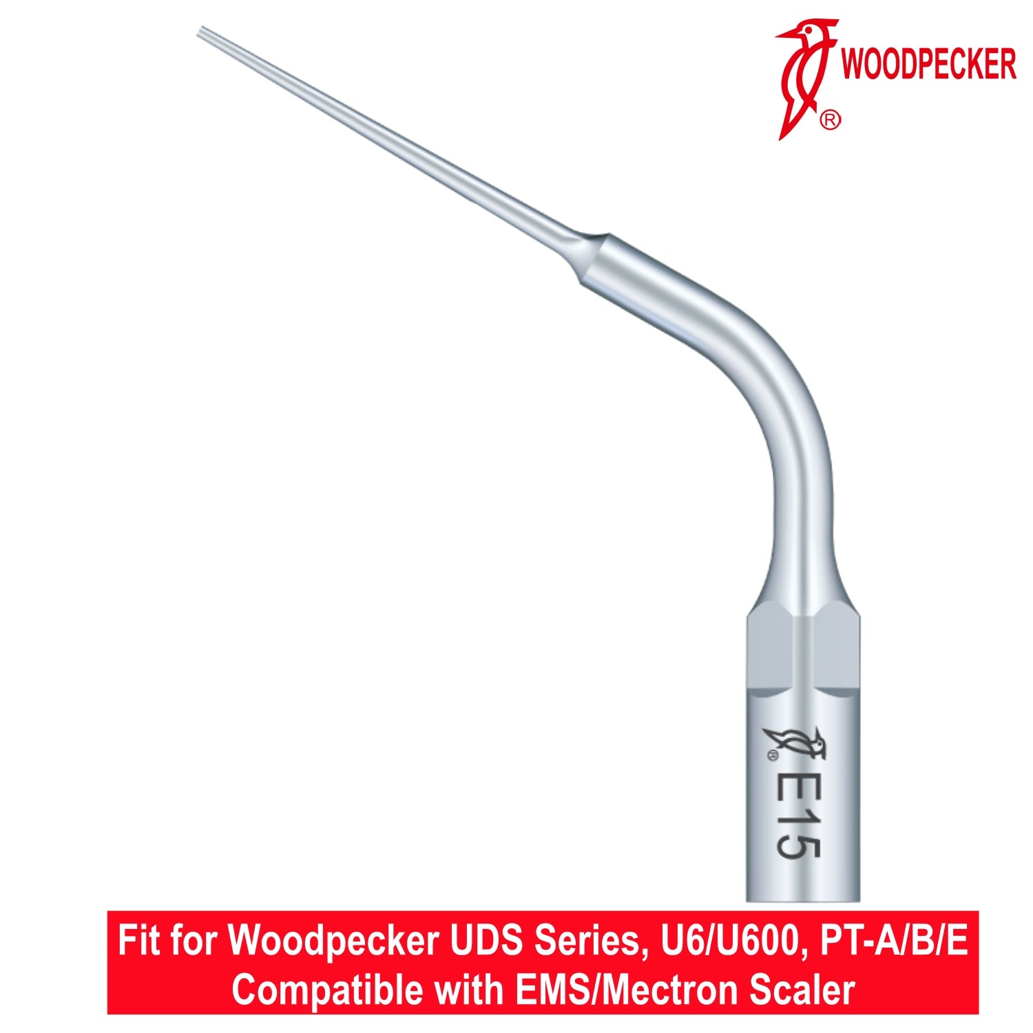 Woodpecker Ultrasonic Scaler Tips E15 1pc/pk Fit for EMS & Mectron scalers