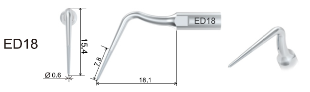 DTE Ultrasonic Scaler Tips ED18, 1/pk, Fit for DTE, NSK & Satelec Scaler