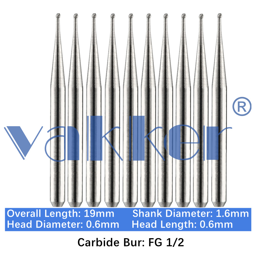 Vakker® Carbide Burs Midwest Type FG (Friction Grip) 10/pk