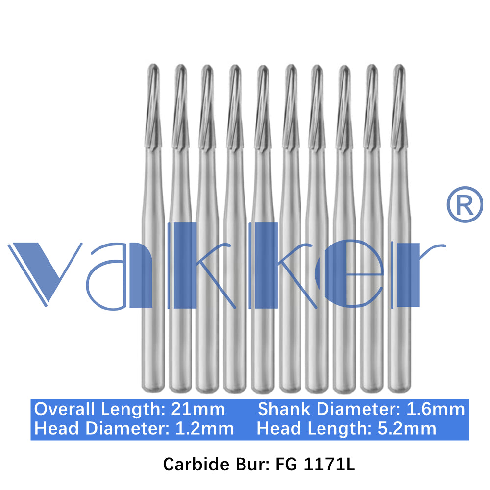 Vakker® Carbide Burs Midwest Type FG (Friction Grip) Long 10/pk