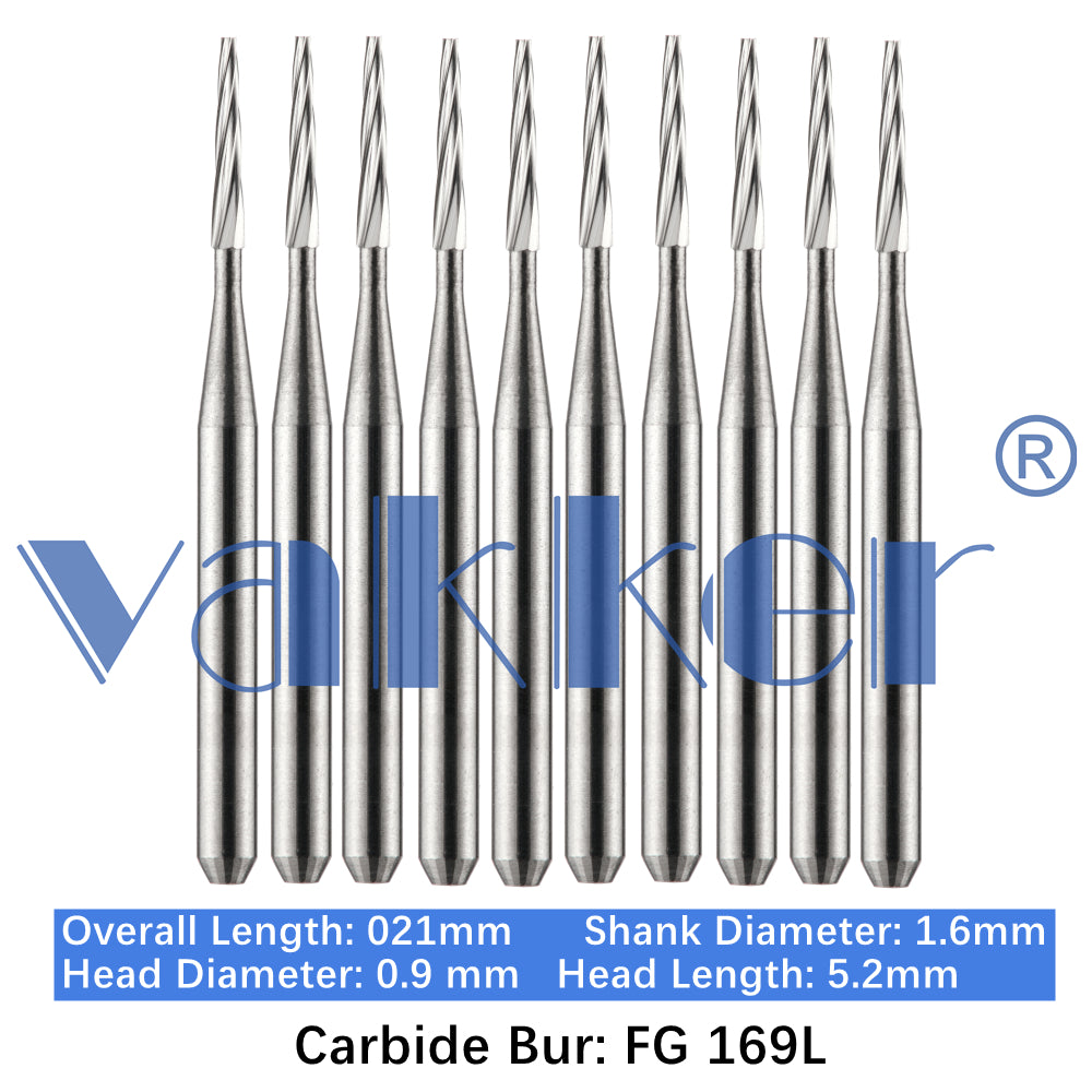 Vakker® Carbide Burs Midwest Type FG (Friction Grip) Long 10/pk