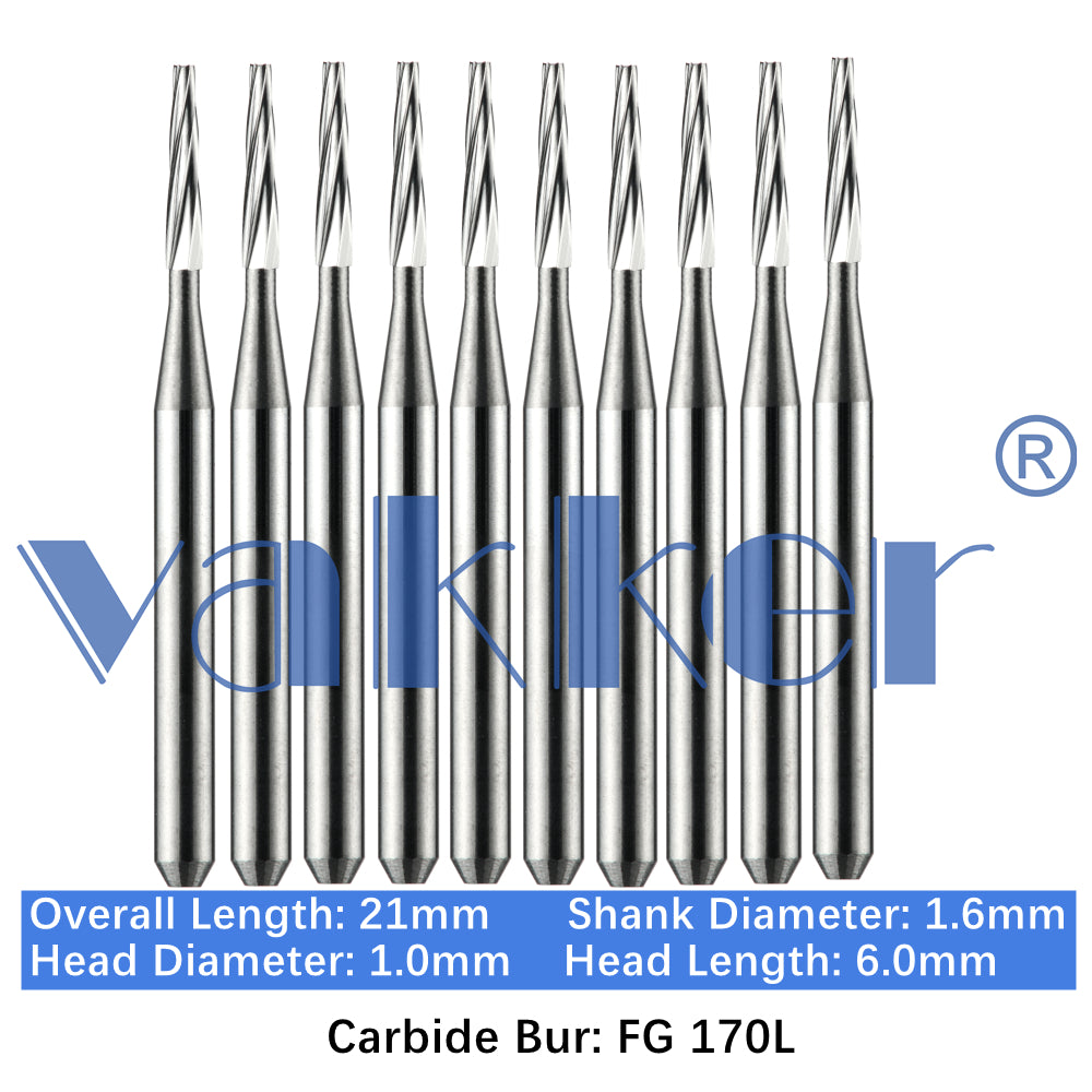 Vakker® Carbide Burs Midwest Type FG (Friction Grip) Long 10/pk