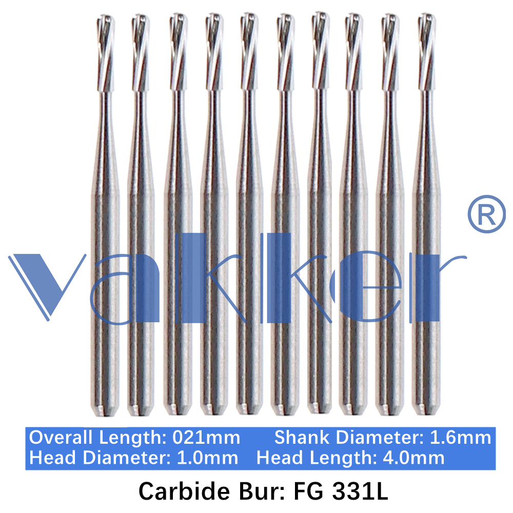 Vakker® Carbide Burs Midwest Type FG (Friction Grip) Long 10/pk