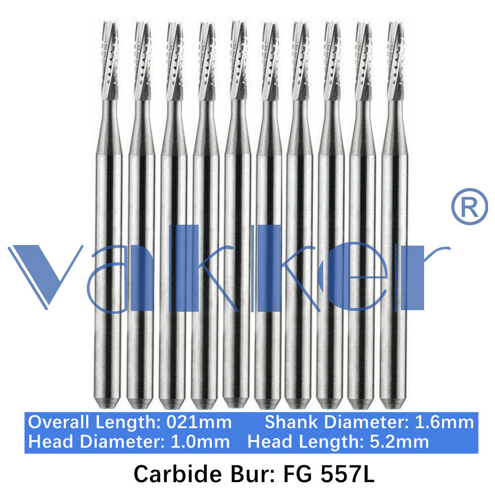 Vakker® Carbide Burs Midwest Type FG (Friction Grip) Long 10/pk