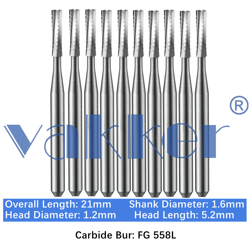 Vakker® Carbide Burs Midwest Type FG (Friction Grip) Long 10/pk