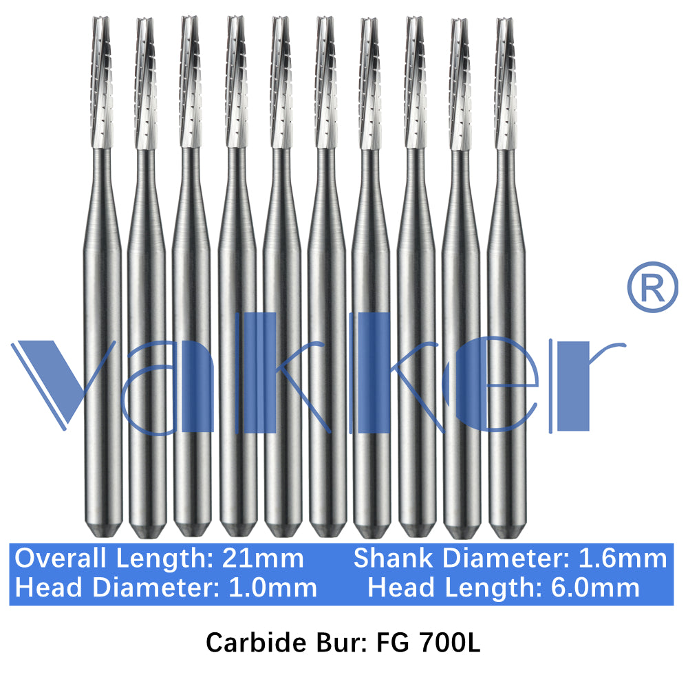 Vakker® Carbide Burs Midwest Type FG (Friction Grip) Long 10/pk