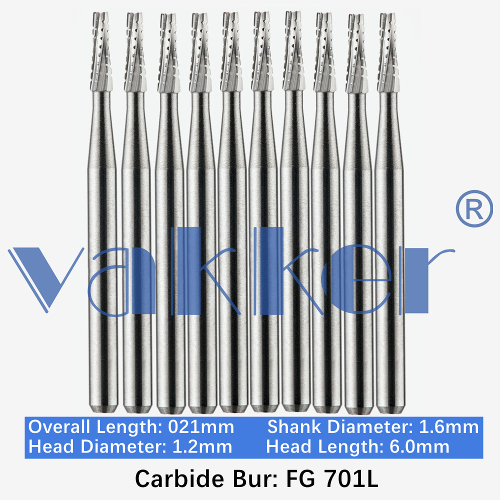 Vakker® Carbide Burs Midwest Type FG (Friction Grip) Long 10/pk