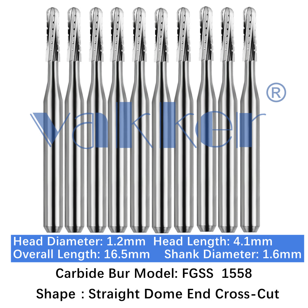 Vakker® Carbide Burs Midwest Type FG SS (Friction Grip Short Shank) 10/pk