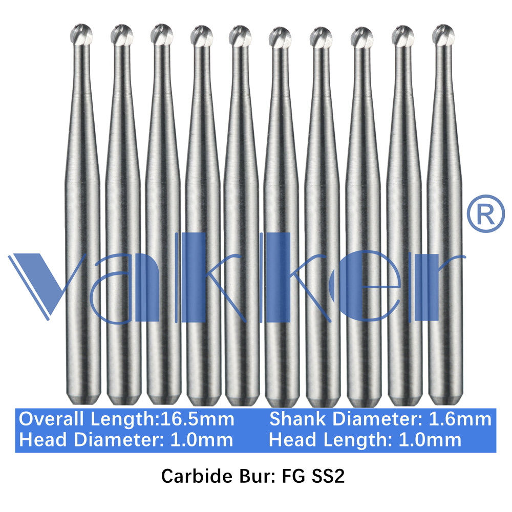 Vakker® Carbide Burs Midwest Type FG SS (Friction Grip Short Shank) 10/pk