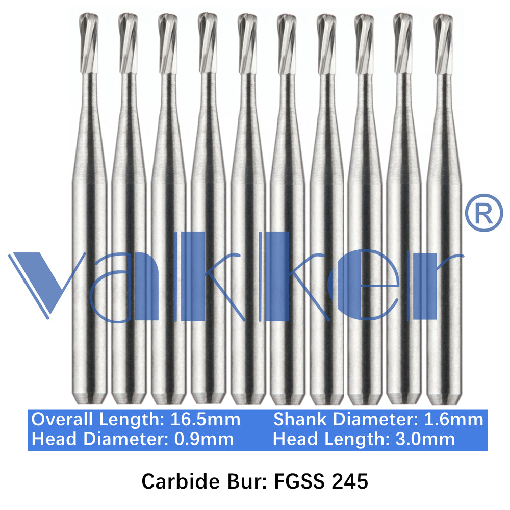 Vakker® Carbide Burs Midwest Type FG SS (Friction Grip Short Shank) 10/pk