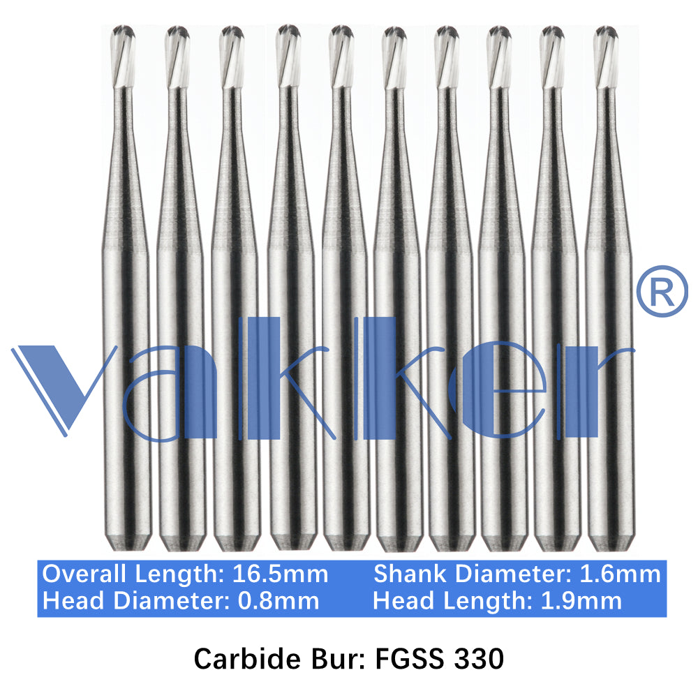 Vakker® Carbide Burs Midwest Type FG SS (Friction Grip Short Shank) 10/pk