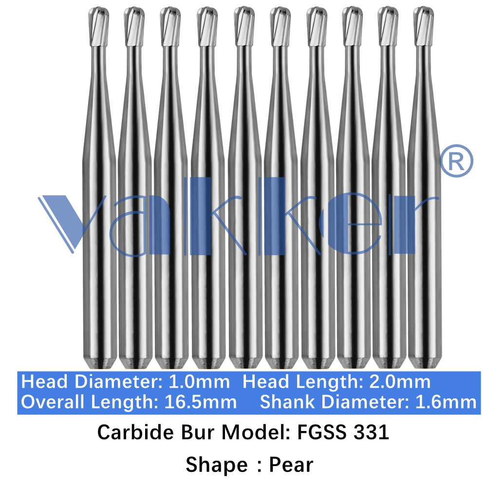 Vakker® Carbide Burs Midwest Type FG SS (Friction Grip Short Shank) 10/pk