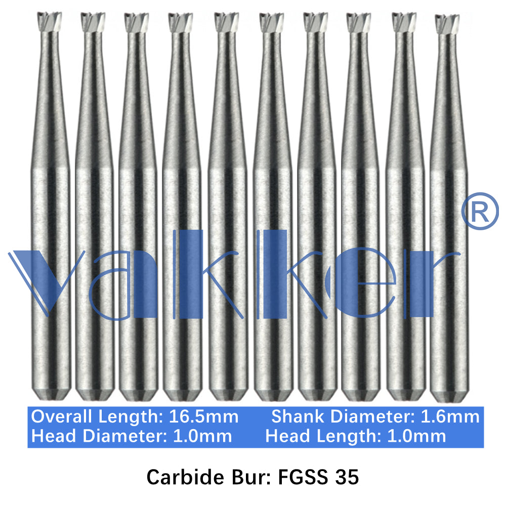 Vakker® Carbide Burs Midwest Type FG SS (Friction Grip Short Shank) 10/pk