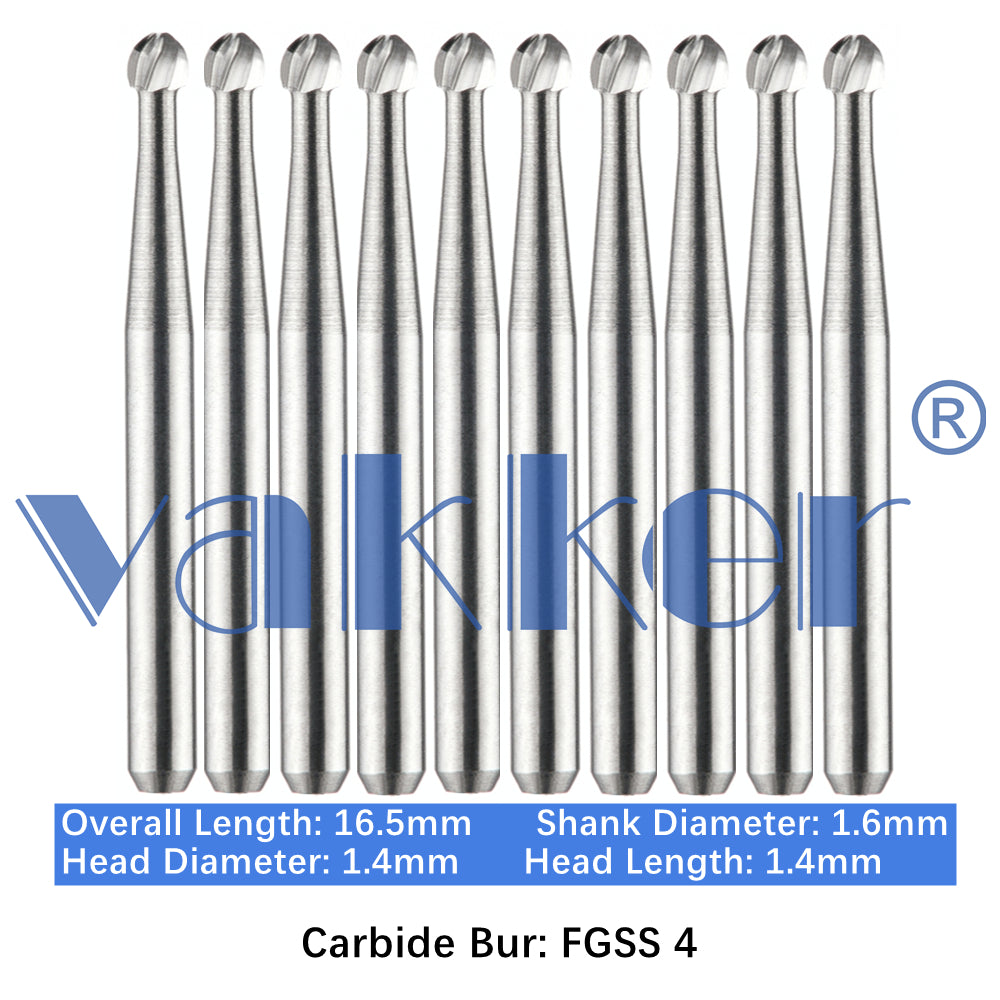 Vakker® Carbide Burs Midwest Type FG SS (Friction Grip Short Shank) 10/pk