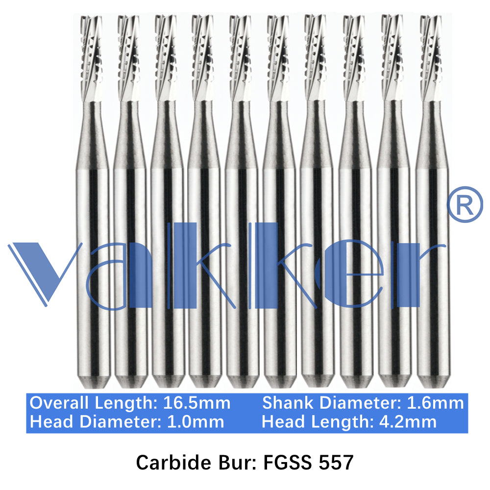 Vakker® Carbide Burs Midwest Type FG SS (Friction Grip Short Shank) 10/pk