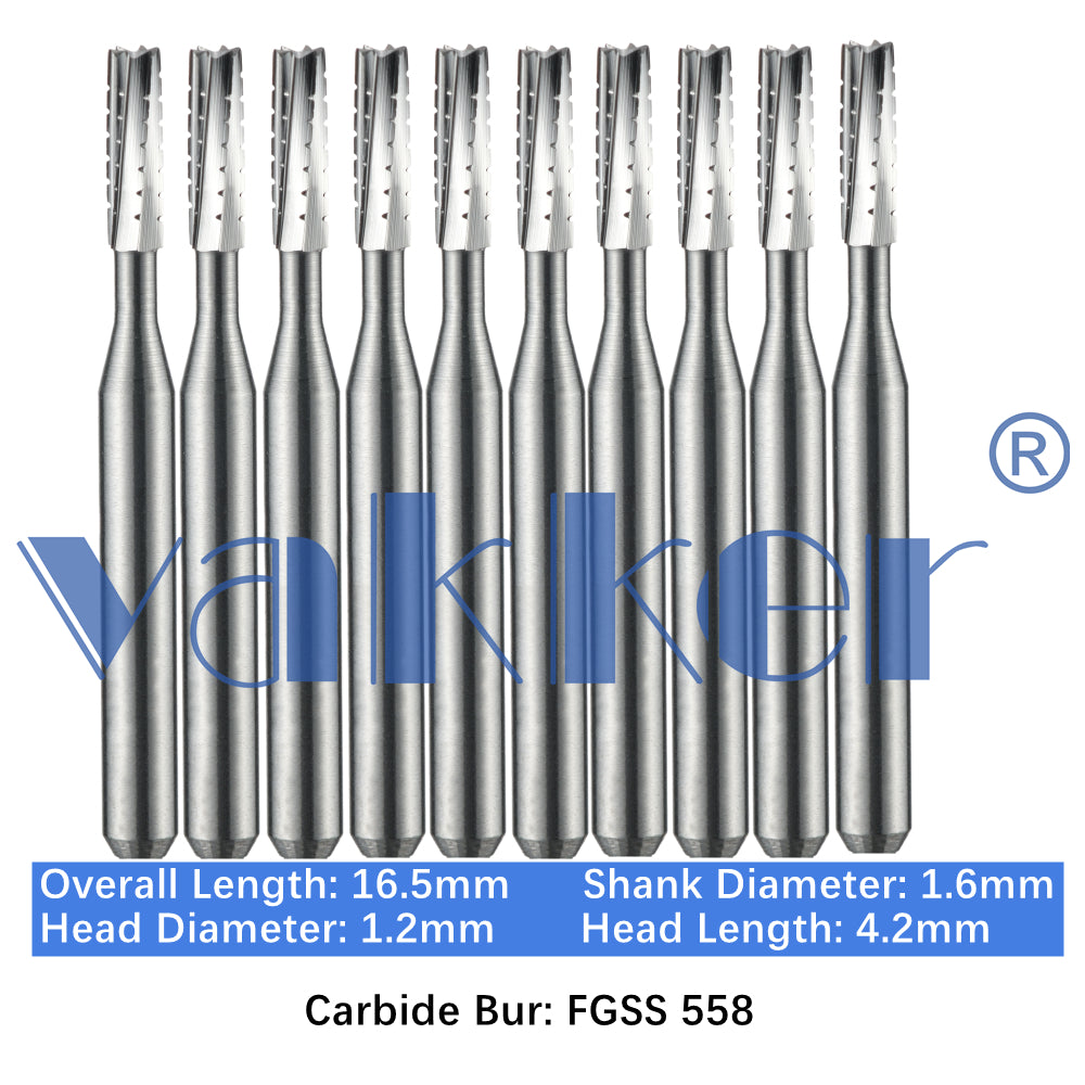 Vakker® Carbide Burs Midwest Type FG SS (Friction Grip Short Shank) 10/pk