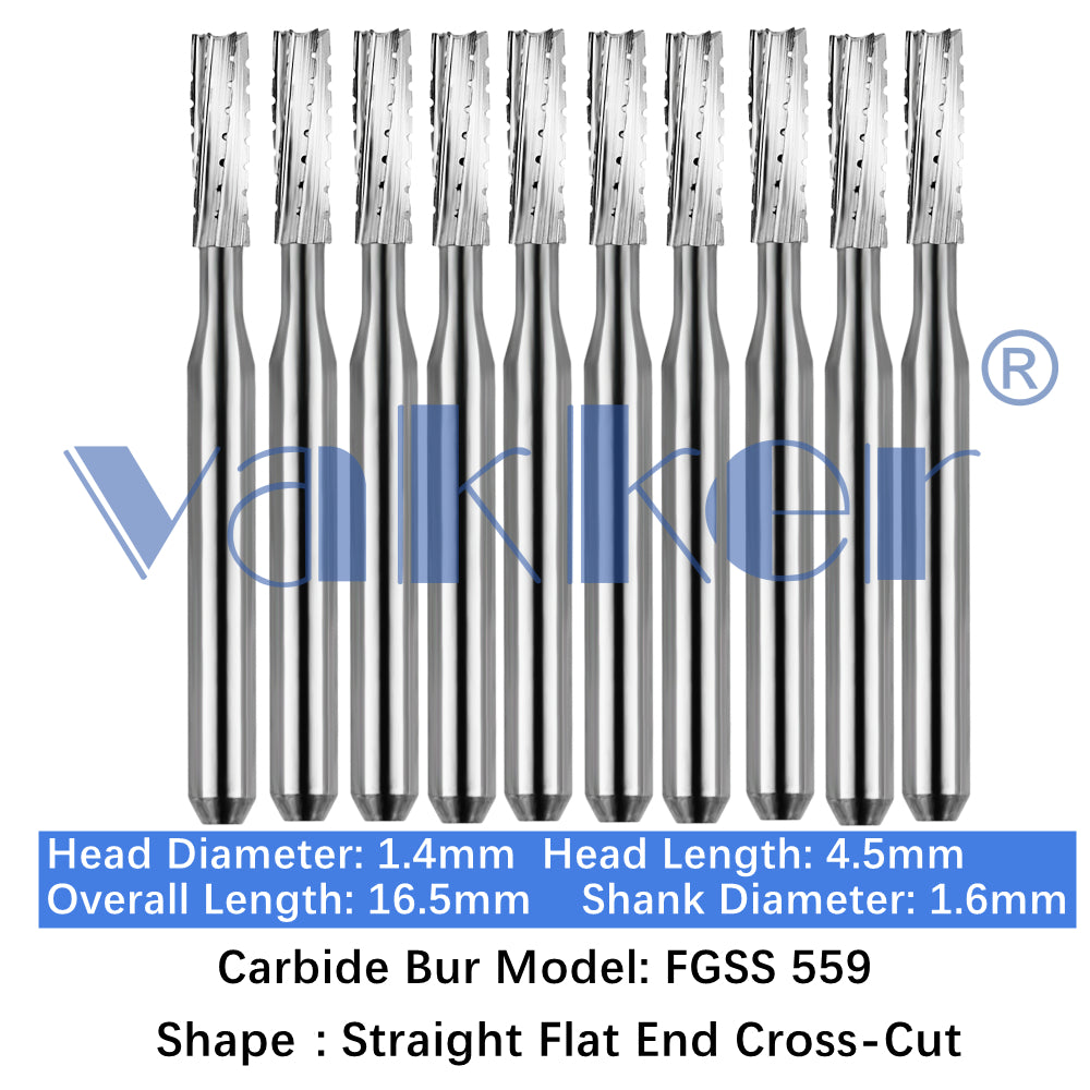 Vakker® Carbide Burs Midwest Type FG SS (Friction Grip Short Shank) 10/pk