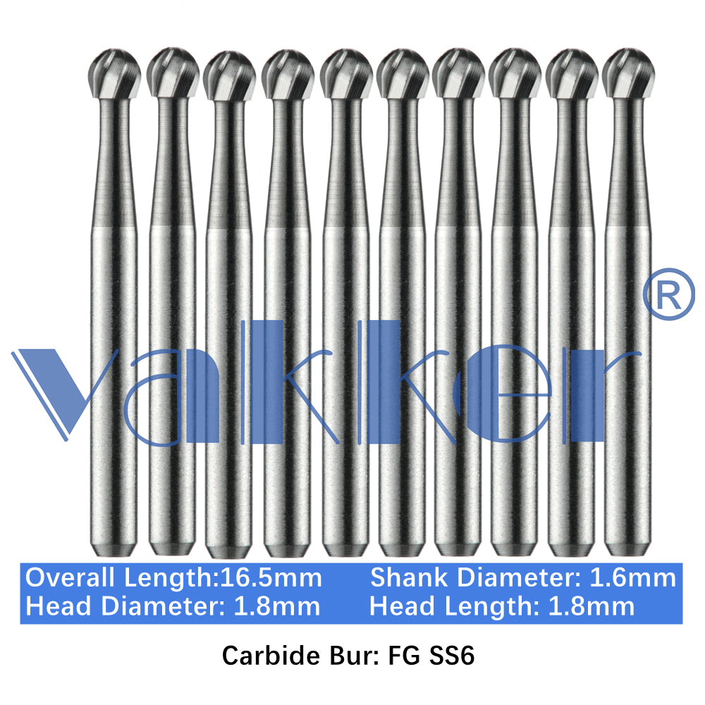 Vakker® Carbide Burs Midwest Type FG SS (Friction Grip Short Shank) 10/pk