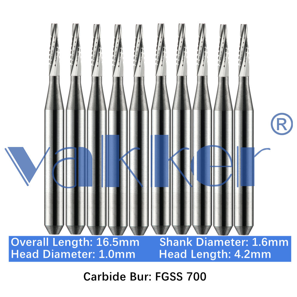 Vakker® Carbide Burs Midwest Type FG SS (Friction Grip Short Shank) 10/pk