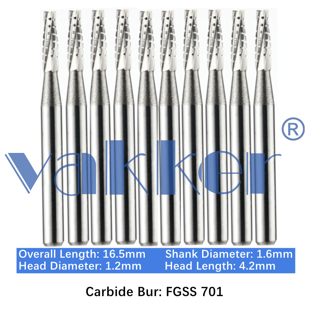 Vakker® Carbide Burs Midwest Type FG SS (Friction Grip Short Shank) 10/pk