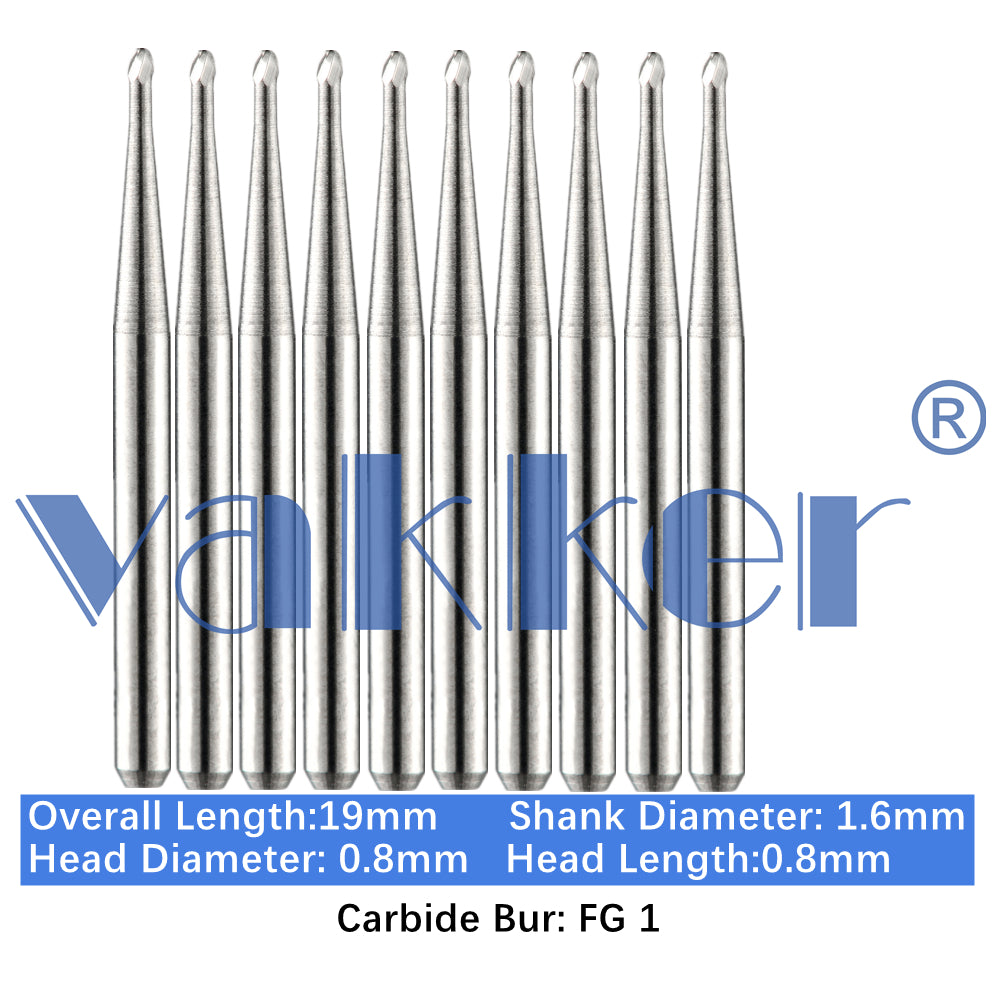 Vakker® Carbide Burs Midwest Type FG (Friction Grip) 10/pk