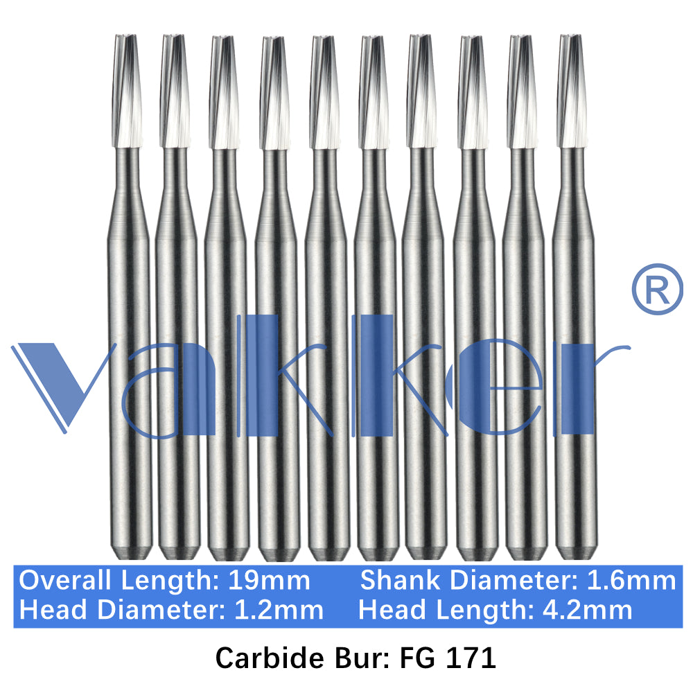 Vakker® Carbide Burs Midwest Type FG (Friction Grip) 10/pk