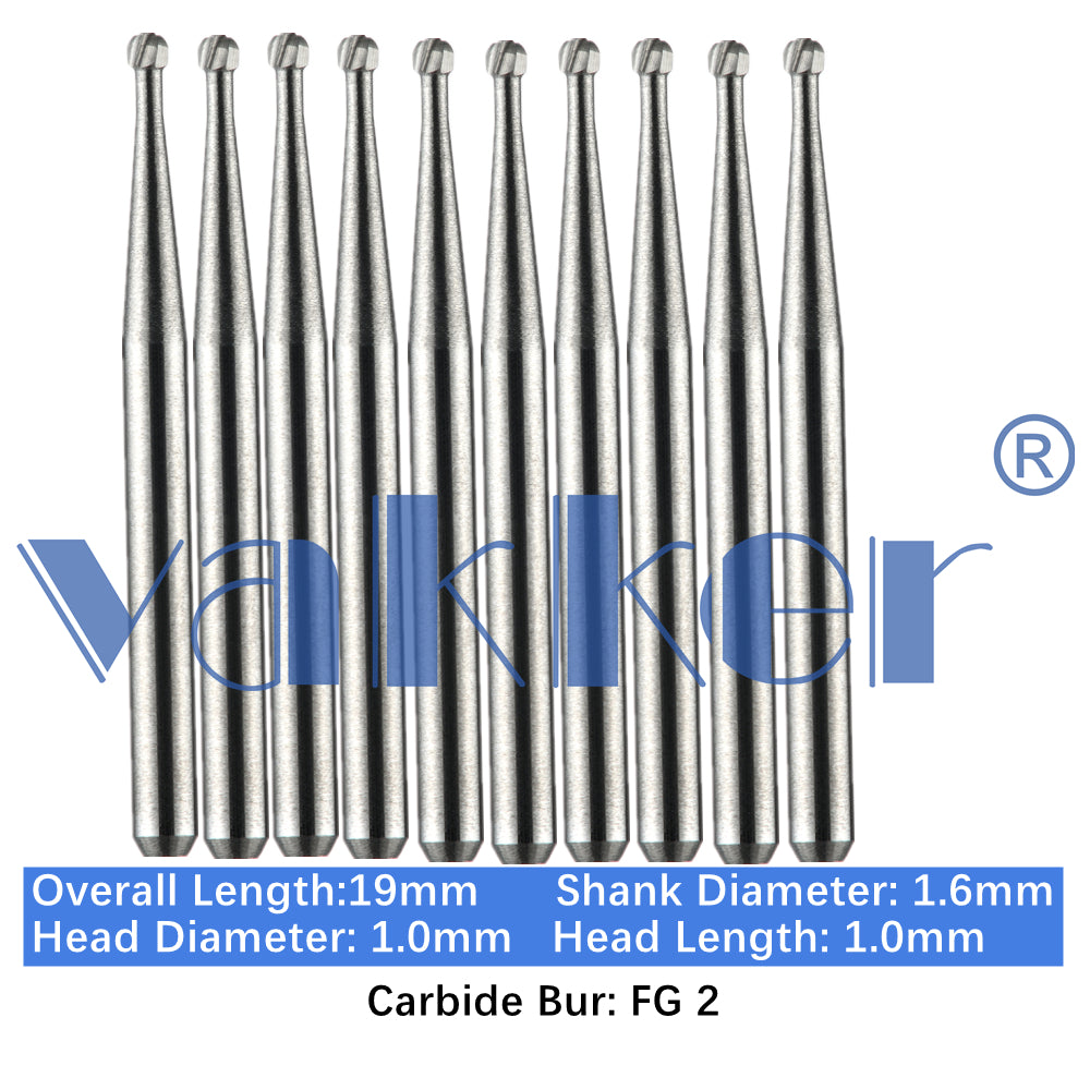 Vakker® Carbide Burs Midwest Type FG (Friction Grip) 10/pk