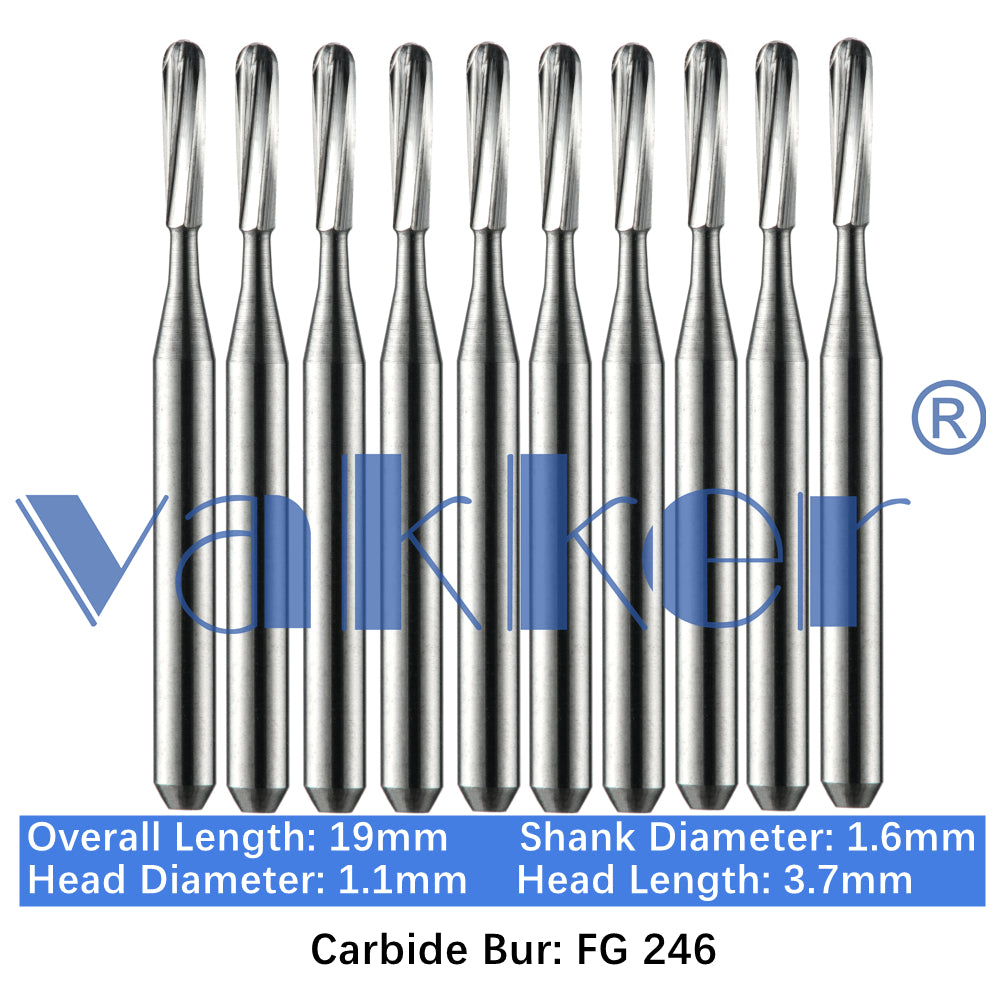 Vakker® Carbide Burs Midwest Type FG (Friction Grip) 10/pk