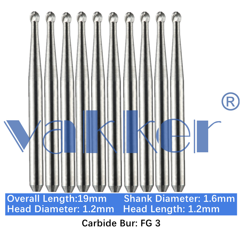 Vakker® Carbide Burs Midwest Type FG (Friction Grip) 10/pk