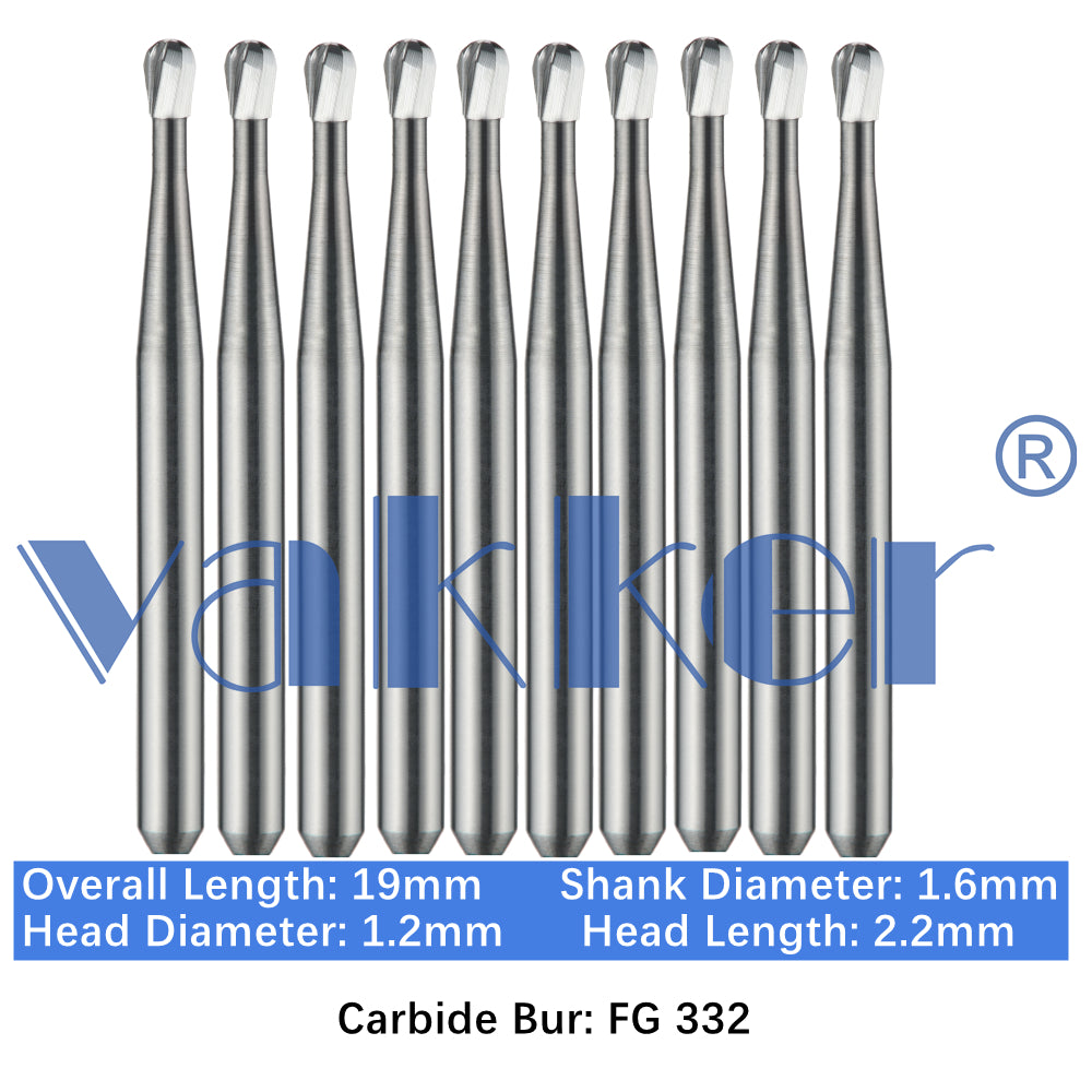 Vakker® Carbide Burs Midwest Type FG (Friction Grip) 10/pk