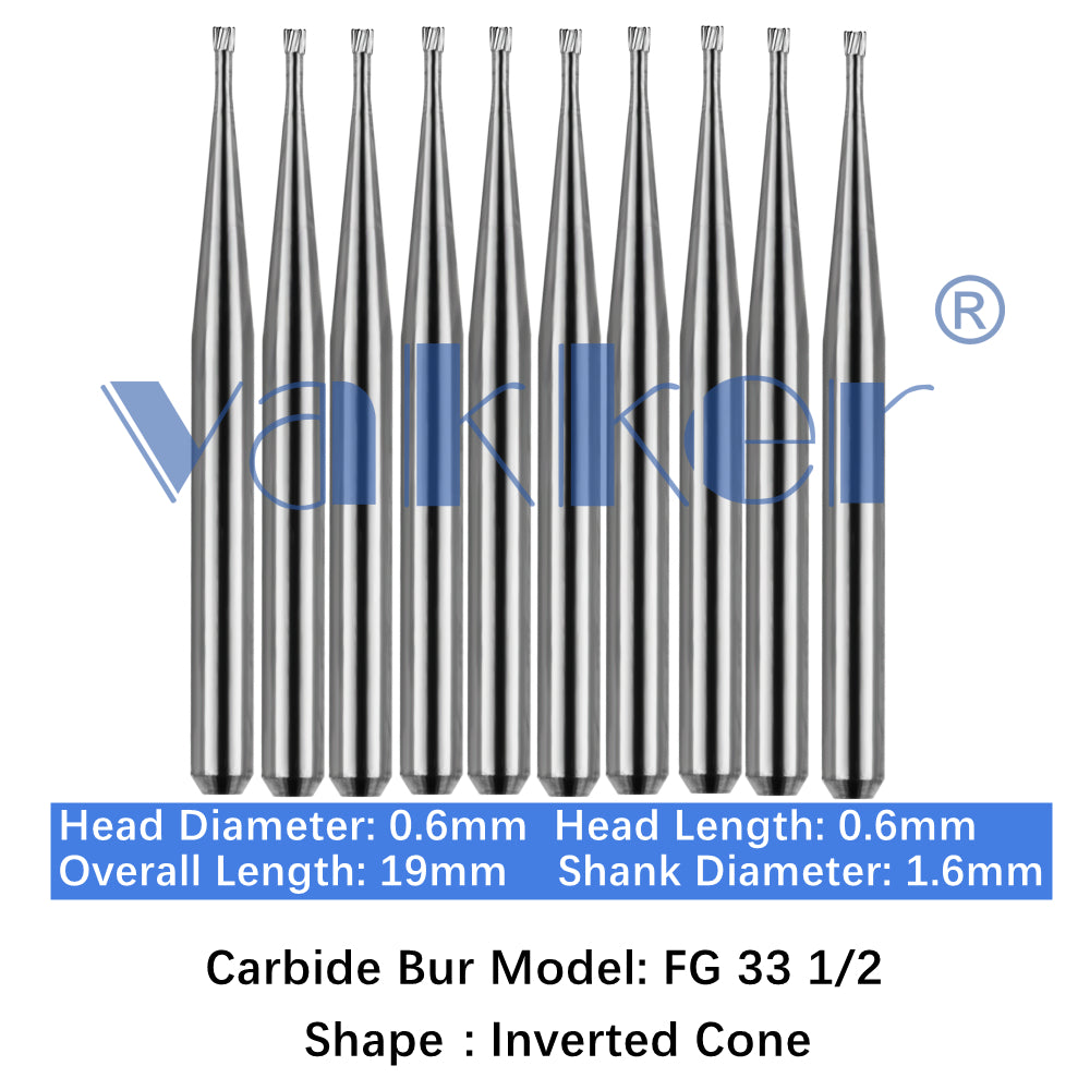 Vakker® Carbide Burs Midwest Type FG (Friction Grip) 10/pk