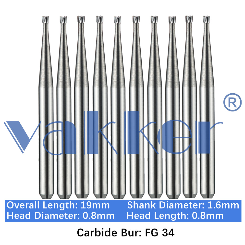 Vakker® Carbide Burs Midwest Type FG (Friction Grip) 10/pk