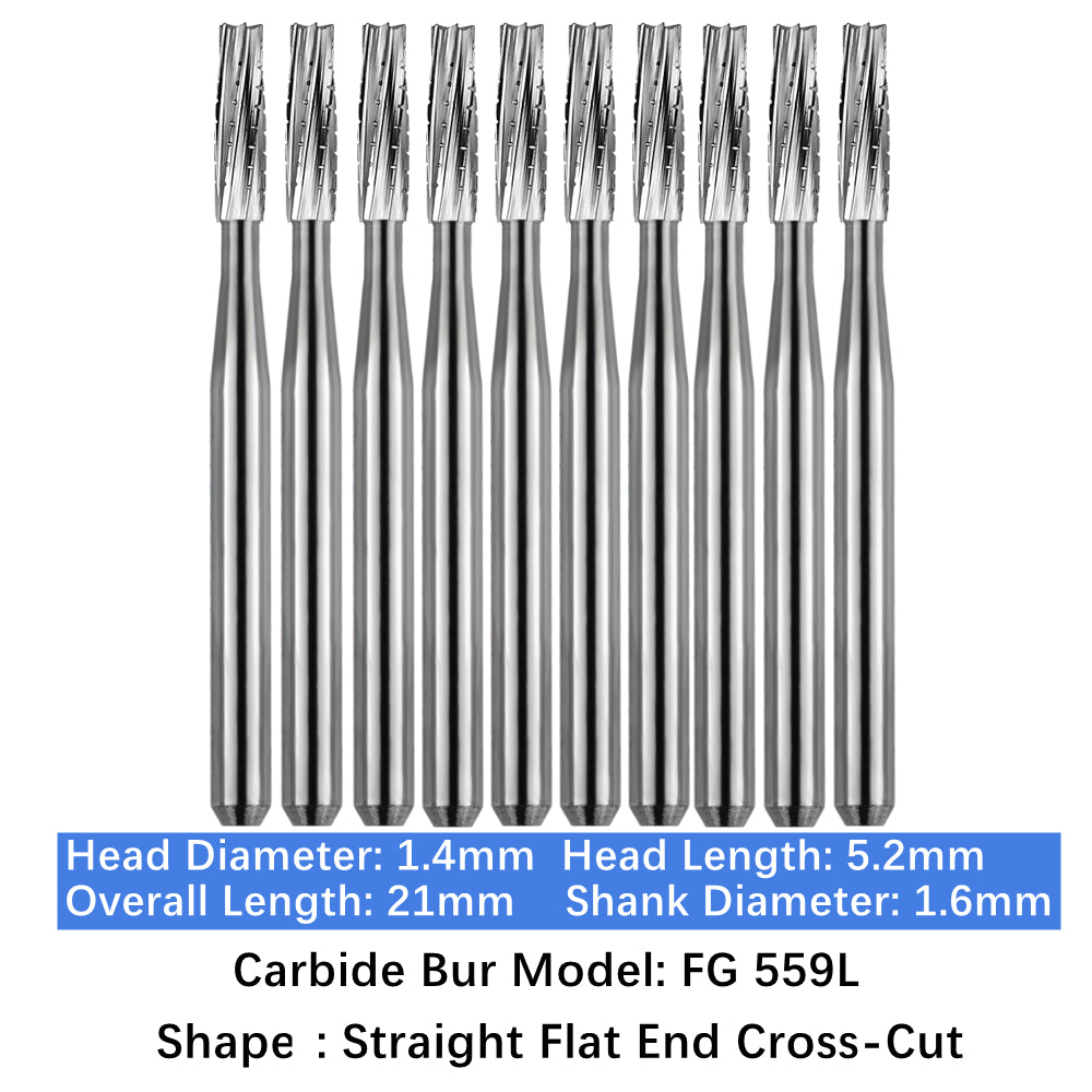 Vakker® Carbide Burs Midwest Type FG (Friction Grip) Long 10/pk