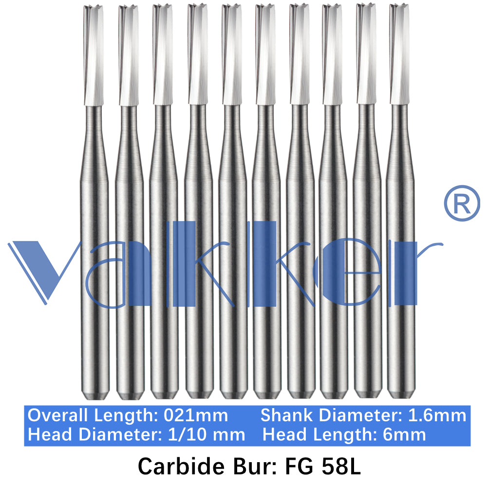 Vakker® Carbide Burs Midwest Type FG (Friction Grip) Long 10/pk