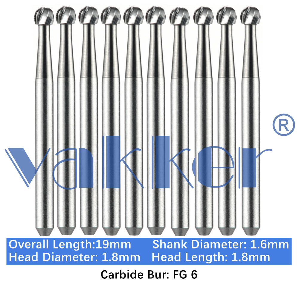 Vakker® Carbide Burs Midwest Type FG (Friction Grip) 10/pk