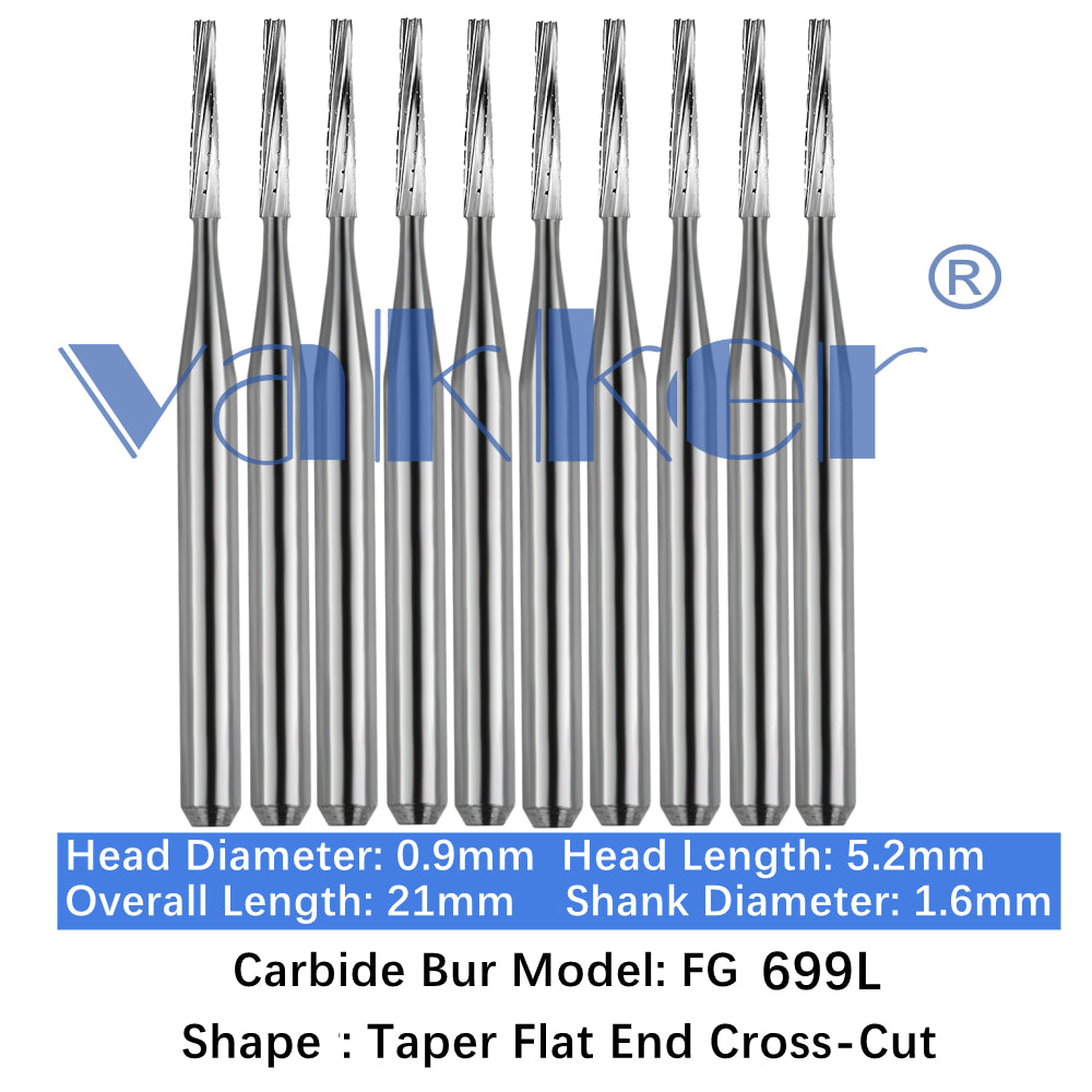 Vakker® Carbide Burs Midwest Type FG (Friction Grip) Long 10/pk