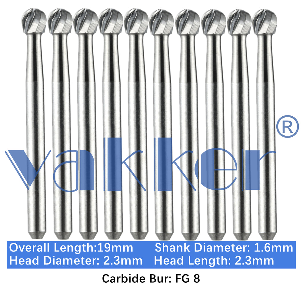 Vakker® Carbide Burs Midwest Type FG (Friction Grip) 10/pk