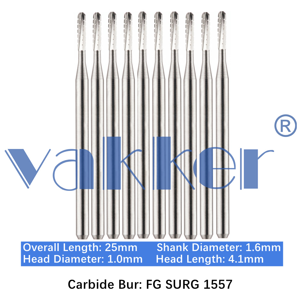 Vakker® Carbide Burs Midwest Type FG (Friction Grip) Surgical Length 10/pk