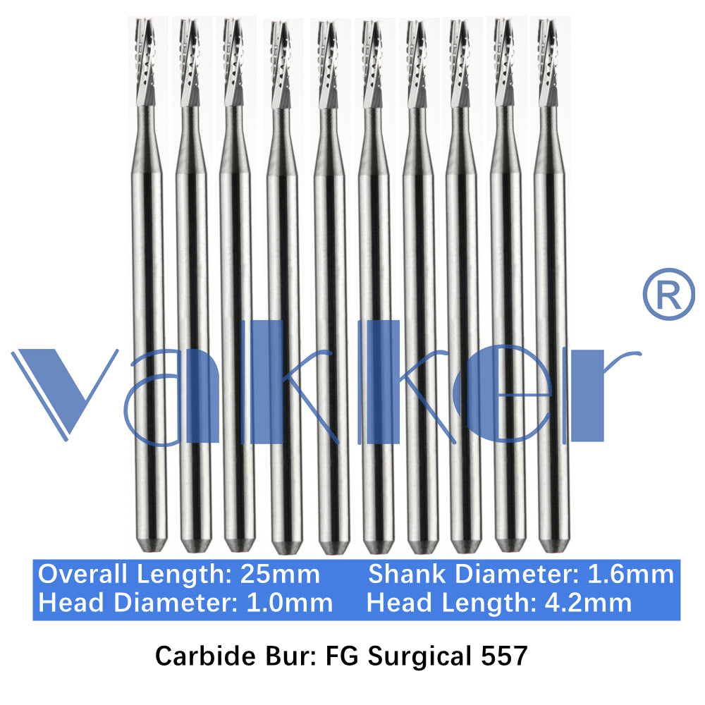 Vakker® Carbide Burs Midwest Type FG (Friction Grip) Surgical Length 10/pk