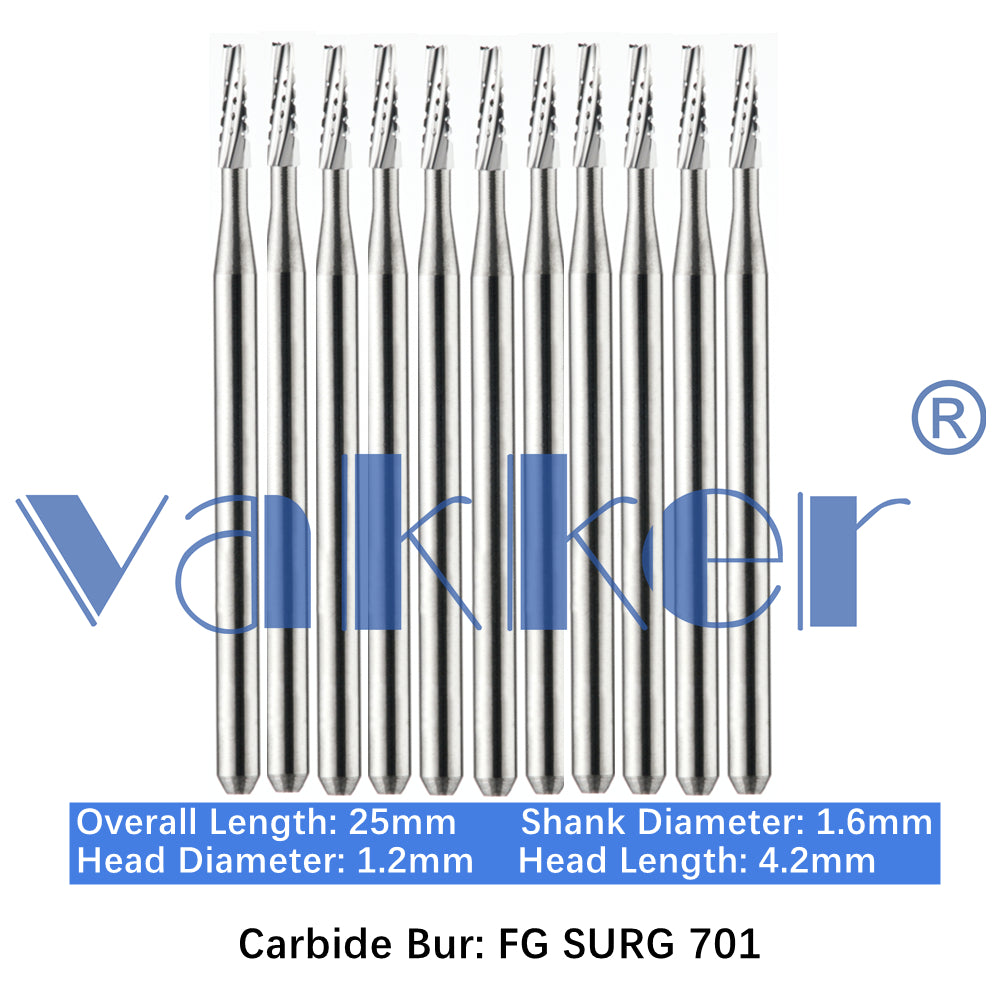 Vakker® Carbide Burs Midwest Type FG (Friction Grip) Surgical Length 10/pk