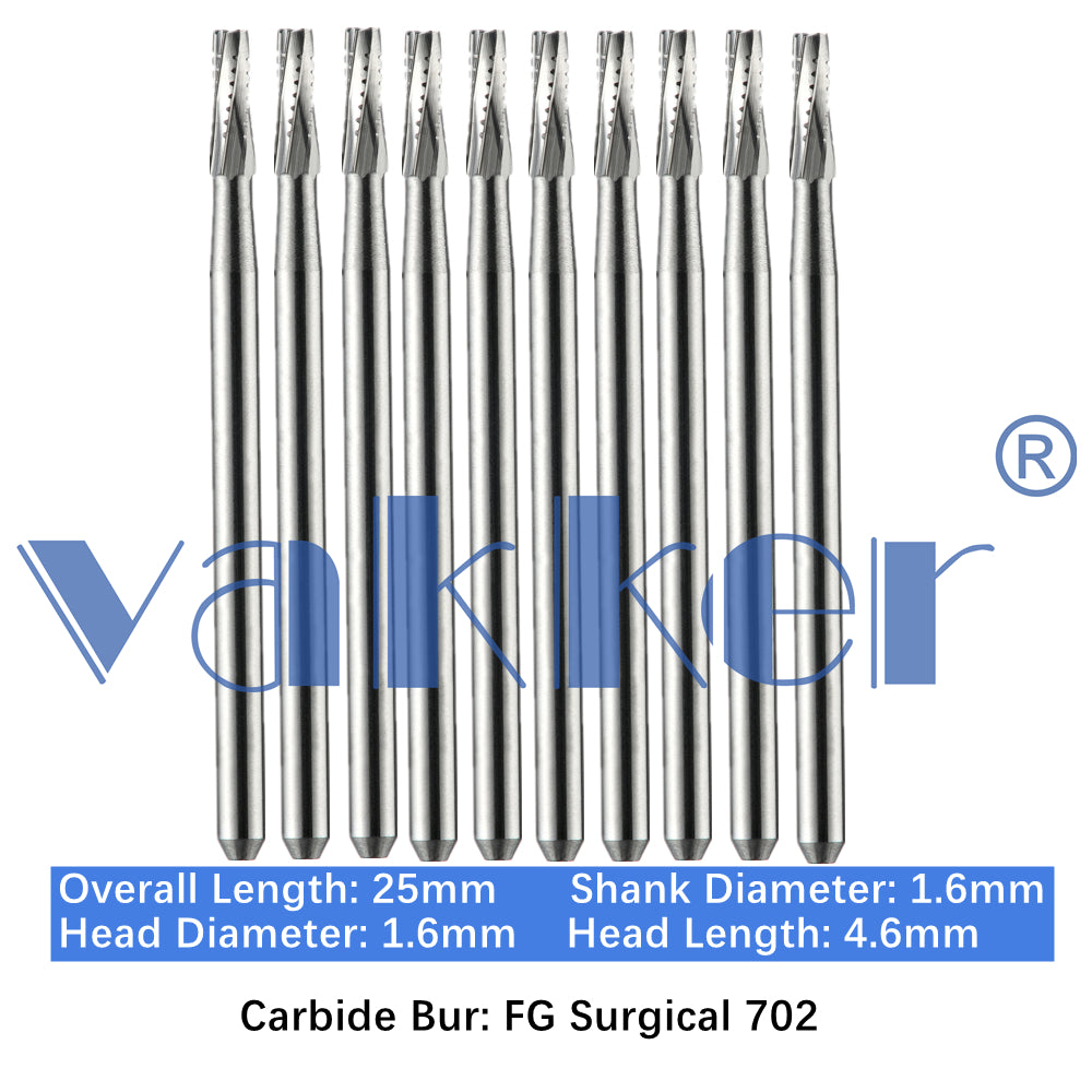 Vakker® Carbide Burs Midwest Type FG (Friction Grip) Surgical Length 10/pk