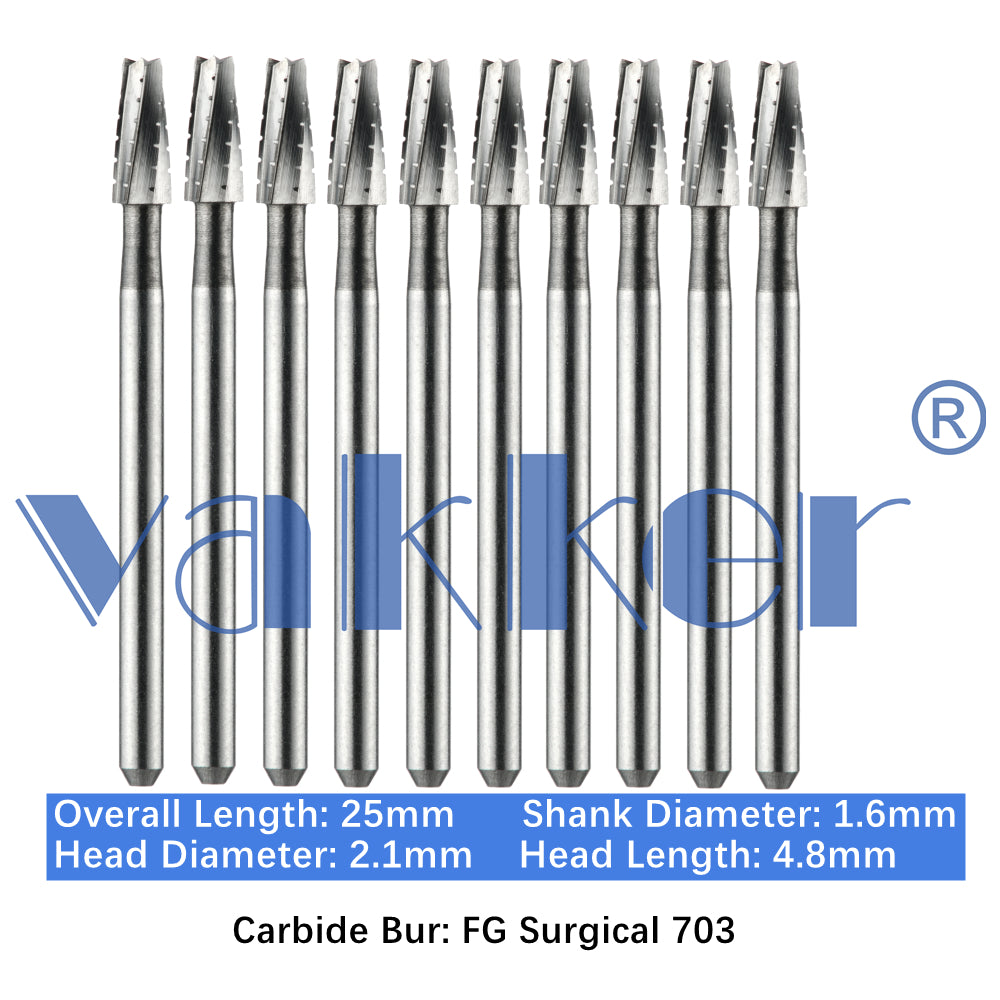 Vakker® Carbide Burs Midwest Type FG (Friction Grip) Surgical Length 10/pk